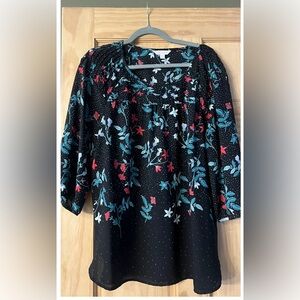 Floral Black Blouse